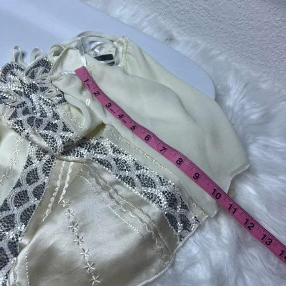 5/48 SILK VELVET STRAP CRISS CROSS BEADED EVENING BLOUSE NWT